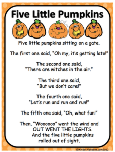 Autumn poems for Kindergarten - 5 Little Pumpkins