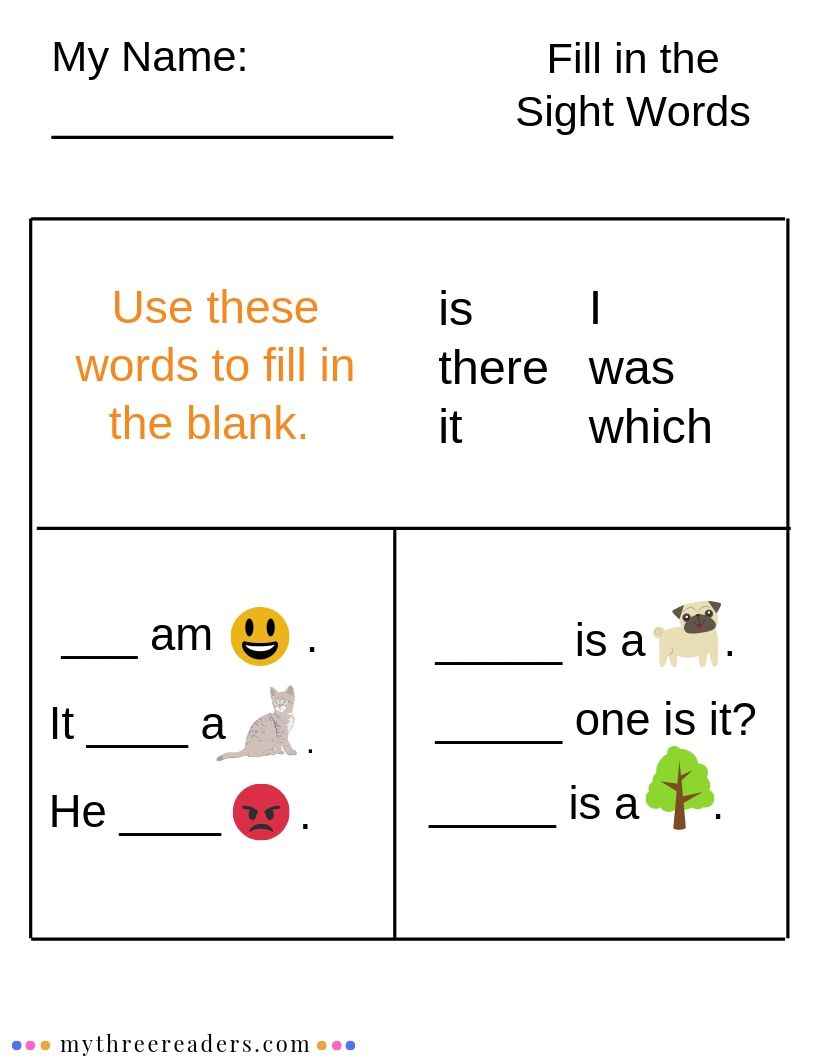 Fill in the Sight Words