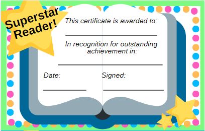 superstar reader certificate
