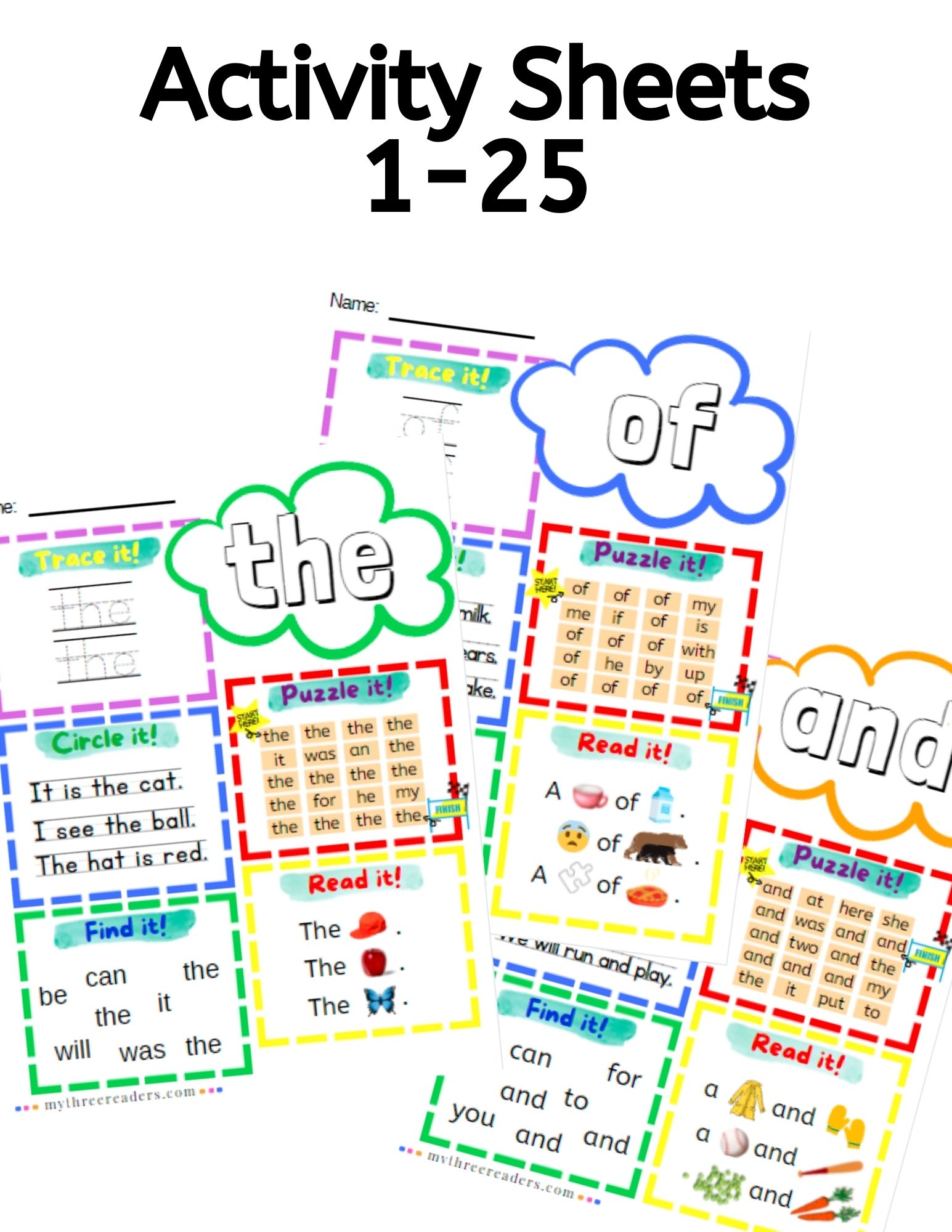 1-25 Sight Words Activity Pages